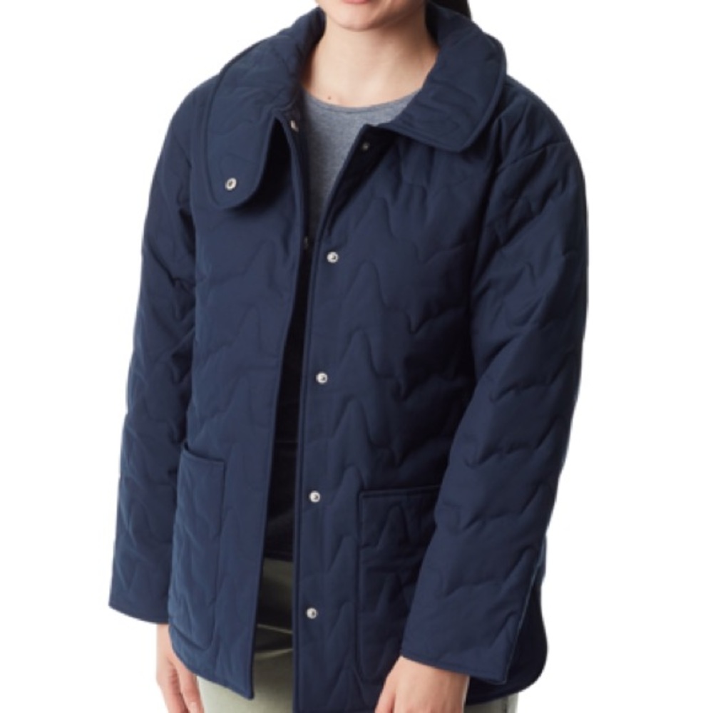 BASS OUTDOOR Oversized Women's Quilted Long-Sleeve Barn Jacket Navy